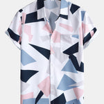 Geometric Print Button Up Shirt With Pocket