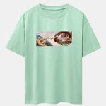 The Creation of Adam Print Drop Shoulder Oversize T-Shirt