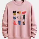 Cartoon Cat Print Relax Fit Sweatshirt