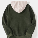 Corduroy Patchwork Hoodie & Drawstring Corduroy Cargo Jogger Pants