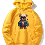Bear In Leather Jacket Print Hoodie
