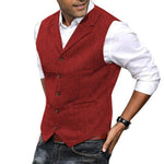 Men's Vintage Herringbone Lapel Single Breasted Slim Fit Suit Vest