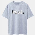 Black Cat Ghost Print Drop Shoulder Oversize T-Shirt