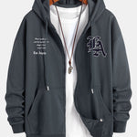 Los Angeles Slogan Print Relax Fit Zip Hoodie