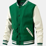 Contrast Wool Look PU Baseball Jacket