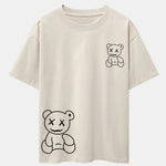 Bear line Print Drop Shoulder Oversize T-Shirt