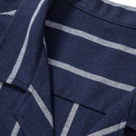 Cotton Blend Striped Cuban Shirt & Linen Cotton Blend Drawstring Shorts