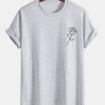 Regular Fit Simple Rose Print Cotton T-Shirt