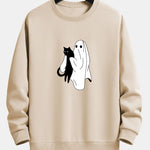 Ghost Black Cat Print Relax Fit Sweatshirt