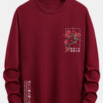 Long Sleeve Cherry Blossom Slogan Print Cotton T-Shirt