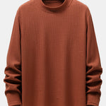 Long Sleeve Knitted Waffle Mock Neck T-Shirt