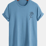 Regular Fit Simple Rose Print Cotton T-Shirt