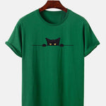 Black Cat Print T-Shirt