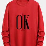 Long Sleeve OK Slogan Print Cotton T-Shirt
