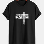 Regular Fit Faith Cross Print Cotton T-Shirt
