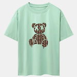 Geometric Dissolving Bear Drop Shoulder Oversize T-Shirt