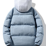 2 In 1 Corduroy Zip Up Hooded Puffer Coat