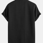 Short Sleeve Geometric Jacquard Arc Hem T-Shirt & Shorts