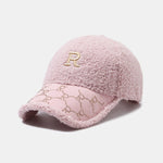 Letter R Embroidery Plush Baseball Cap