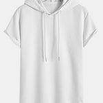 Striped Jacquard Hooded Arc Hem T-Shirt