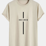 Stripe Dreamer Print Cotton Arc Hem T-Shirt