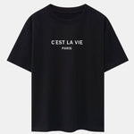 Paris Letter Print Dropped Shoulders Oversize T-Shirt