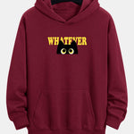 Whatever Black Cat Print Relax Fit Hoodie