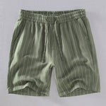 Linen Cotton Blend Striped Shorts