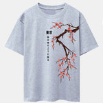 Tokyo Japanese Cherry Blossoms Print Drop Shoulder Oversize T-Shirt