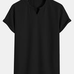 Muscle Fit Notch Ribbed Arc Hem T-Shirt