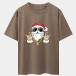Hip Hop Santa Print Heavy Weight Drop Shoulder Oversize T-Shirt