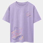 Colorful Bear Print Drop Shoulder Oversize T-Shirt