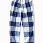 Straight Leg Plaid Pattern Teddy Pants