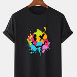 Colorful Mud Splatter Smiley Face Print T-Shirt