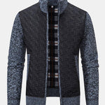 Quilted Jacquard Zip Up Sweater