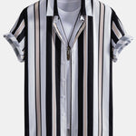 Stripe Print Button Up Shirt & Swim Short