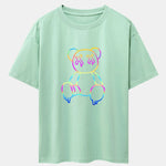 Gradient Dissolving Bear Print Drop Shoulder Oversize T-Shirt