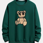 Plaid Pattern Dissolving Bear Print Relax Fit Sweatshirt