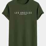 Los Angeles Print Cotton Arc Hem T-Shirt