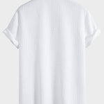 Short Sleeve Geometry Textured Cuban Shirt