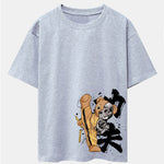 Kung Fu Bear Print Drop Shoulder Oversize T-Shirt