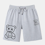 Line Shaped Bear Print Shorts
