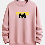 Whatever Black Cat Print Relax Fit Sweatshirt