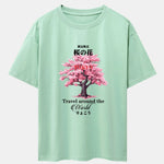 Tokyo Cherry Blossoms Print Drop Shoulder Oversize T-Shirt