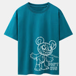 Slogan Cartoon Bear Print Drop Shoulder Oversize T-Shirt
