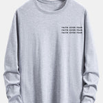 Long Sleeve Slogan Print Cotton T-Shirt
