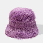 Solid Color Faux Fur Plush Bucket Hat