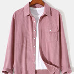 Long Sleeve Flap Pocket Corduroy Shirt