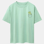 Pocket Dinosaur Print Drop Shoulder Oversize T-Shirt