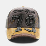 New York 79 Embroidery Washed Distressed Baseball Cap